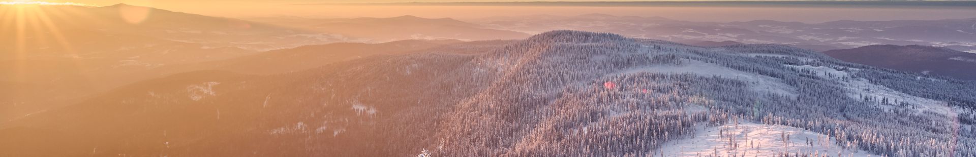 Der mit Schnee bedeckte Bayerische Wald