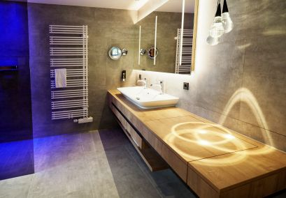 Badezimmer in der Alpin Lodge